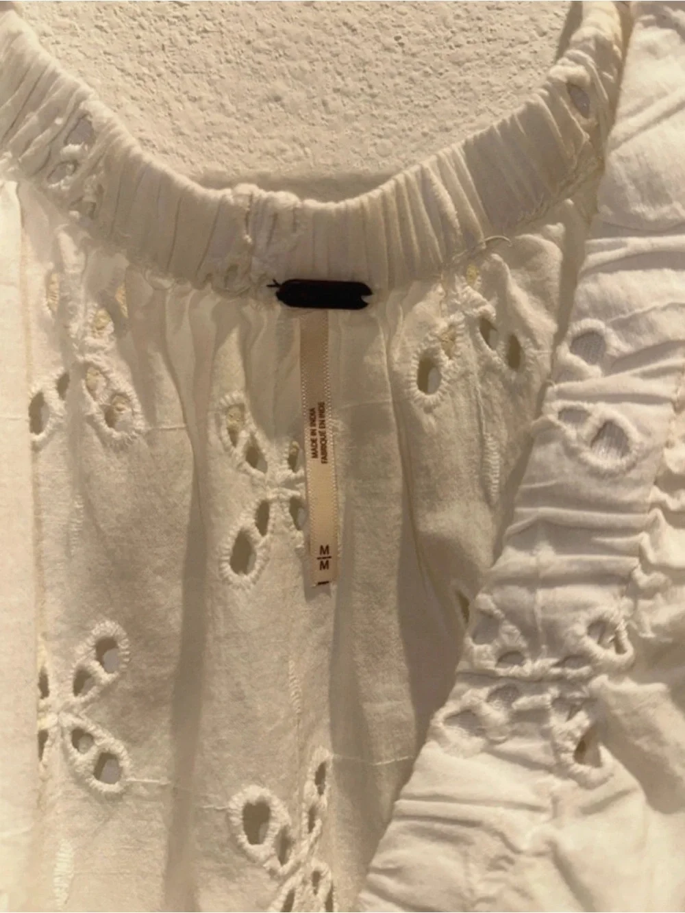 Free People White Eyelet Peplum Blouse